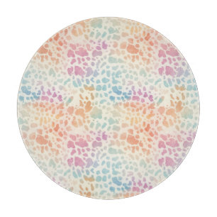 Pastell-Regenbogen-Aquarell-Leoparden-Druck Schneidebrett