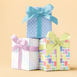 Pastell Regenbogen blaues Set von 3 Geschenkpapier Set