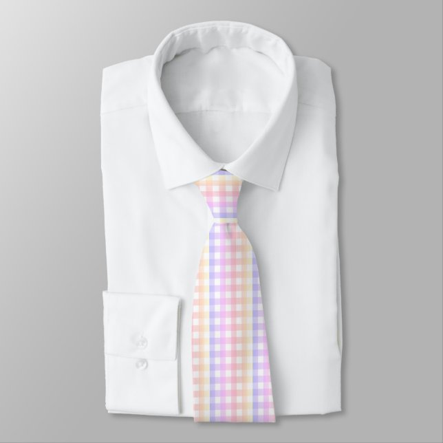 Pastell-Regenbogen-Gingham  Krawatte (Gebunden)
