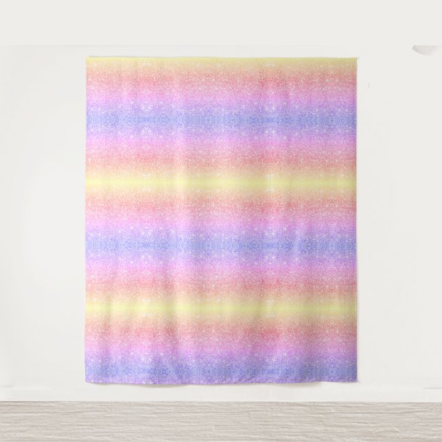 Pastell-Regenbogen-Glitter Wandteppich (Vorderseite)
