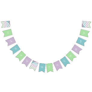 Pastell-Regenbogen-Happy-Birthday-Girlanden-Flagge Wimpelkette