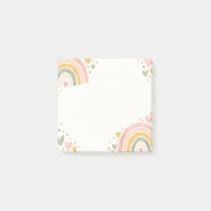 Pastell-Regenbogen-Herzen-Schreibwaren Post-it Klebezettel