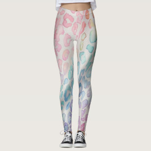 Pastell-Regenbogen-Leoparden-Druck Leggings