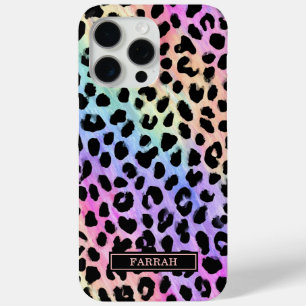 Pastell-Regenbogen-Leoparden-Druck monogrammiert Case-Mate iPhone Hülle
