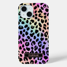 Pastell-Regenbogen-Leoparden-Druck monogrammiert Case-Mate iPhone Hülle