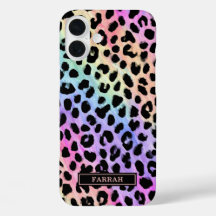 Pastell-Regenbogen-Leopardenprint monogrammiert