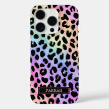 Pastell-Regenbogen-Leopardenprint monogrammiert