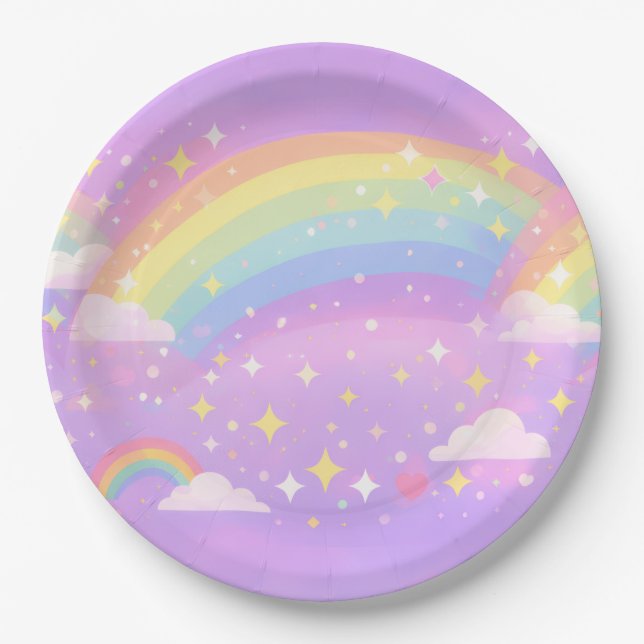 Pastell Regenbogen Neurodiversitäts-Party-Tellerpa Pappteller (Vorderseite)