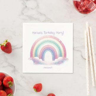 Pastell-Regenbogen-Papier-Servietten – Geburtstags Serviette