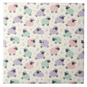 Pastell-Regenbogen-Schaf-Muster Fliese