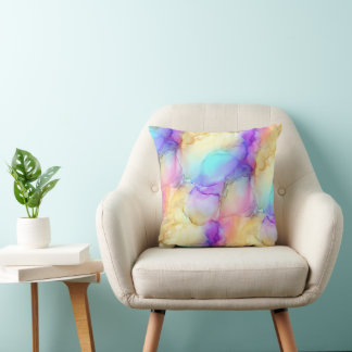 Pastell-Regenbogen-Türkis-Purple und Gelbe Flüssig Kissen