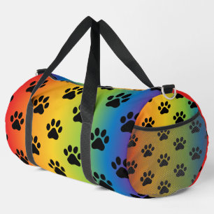 Pastell-Regenbogen-Verlauf-Pfotenabdruck-Tasche Duffle Bag