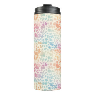 Pastell-Regenbogen-Wasserfarben-Leoparden-Druck Thermosbecher