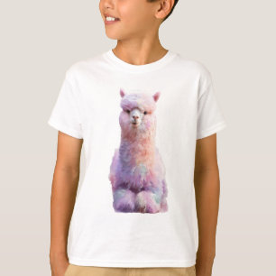Pastell-Regenbogen-Watte-Alpaka-Kinder T-Shirt