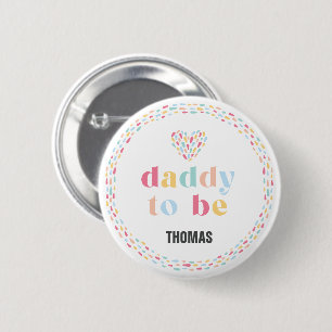 Pastell-Regenbogenfarben Baby Shower Daddy-to-be Button