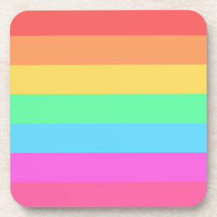 Pastell-Regenbogenfarben-Streifen-Design Getränkeuntersetzer