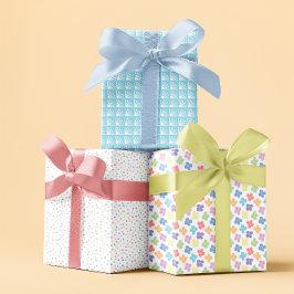 Pastell Regenbogenfeder blaues Set von 3 Geschenkpapier Set