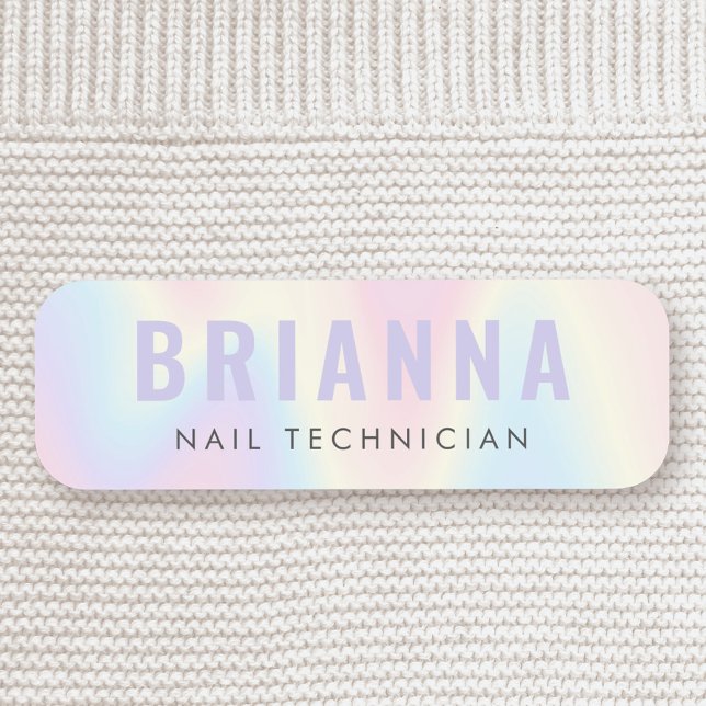 Pastell Regenbogenlicht lila moderner Wellness-Cen Namensschild (Pastel rainbow light purple modern spa name tag)