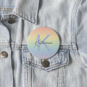 Pastell-Regenbogenverlauf-Monogramm Button