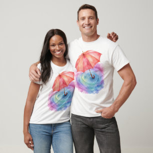 Pastell-Regenschirm-Wasserfarbene Kunst T-Shirt