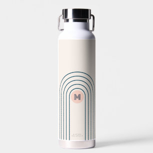 Pastell Retro Abstrakte Geometrische Linien Bögen Trinkflasche
