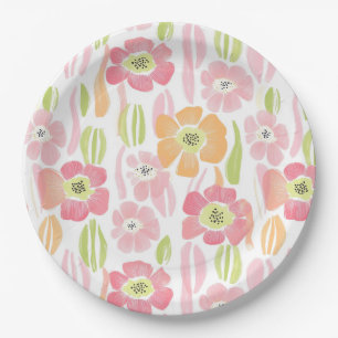 Pastell-Retro-Blumen (1) Pappteller