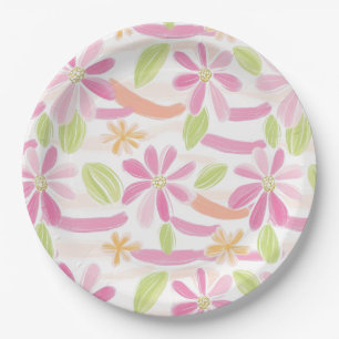 Pastell-Retro-Blumen (2) Pappteller