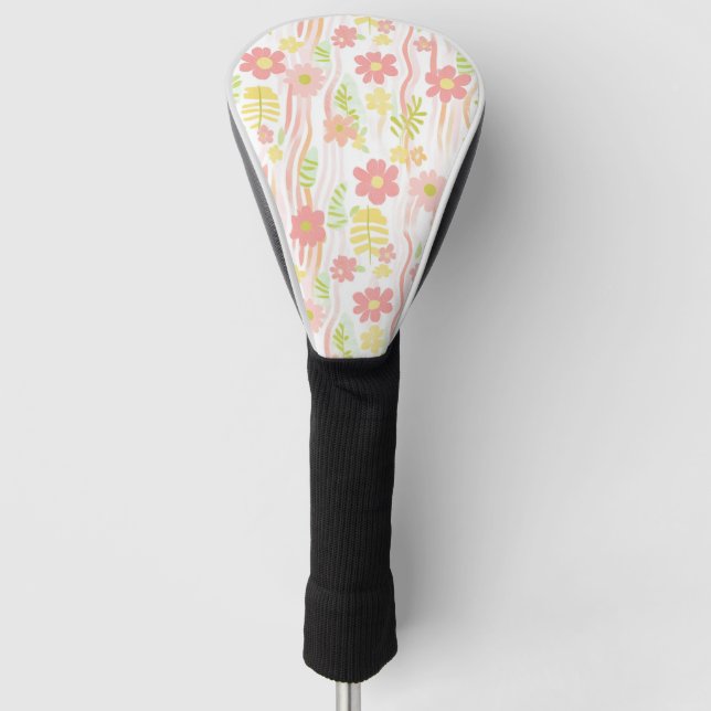 Pastell-Retro-Blumen (3) Golf Headcover (Vorderseite)