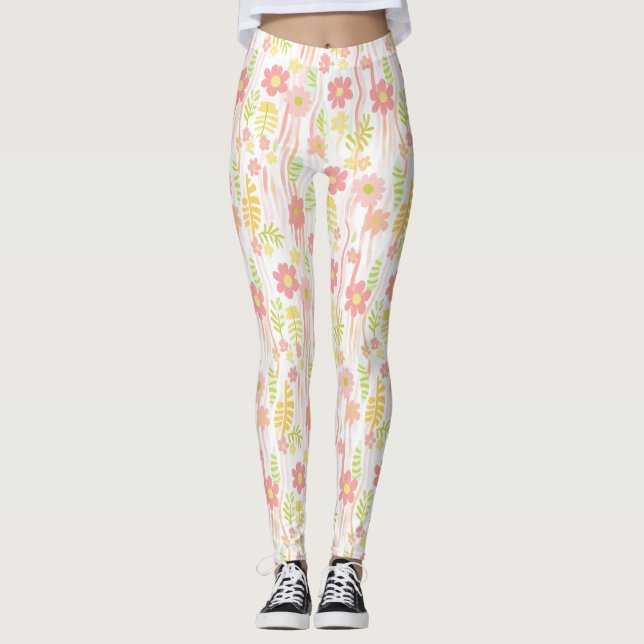 Pastell-Retro-Blumen (3) Leggings (Vorderseite)