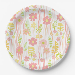 Pastell-Retro-Blumen (3) Pappteller