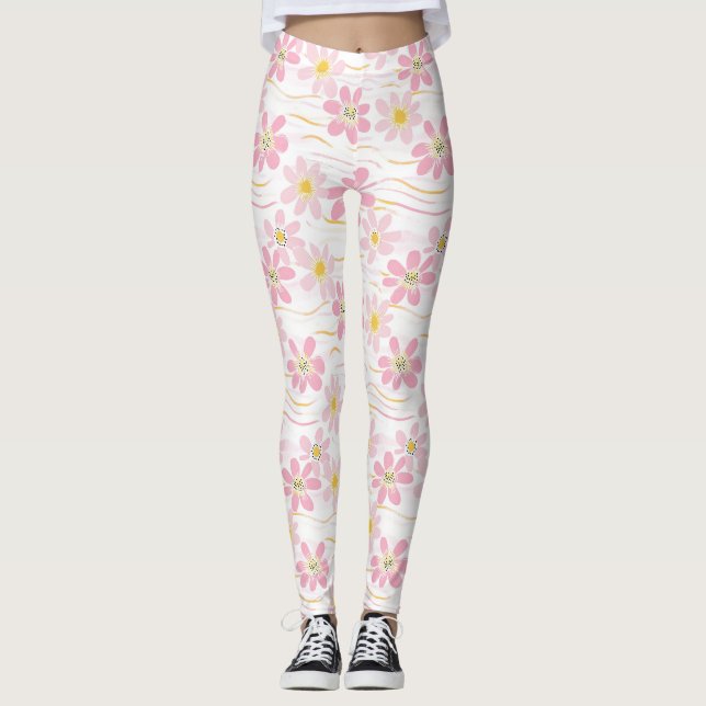 Pastell-Retro-Blumen (4) Leggings (Vorderseite)
