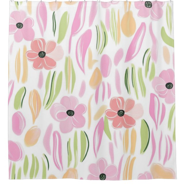 Pastell Retro Blumen (5) Duschvorhang (Vorderseite)