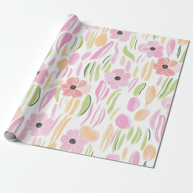 Pastell-Retro-Blumen (5) Geschenkpapier (Ungerollt)