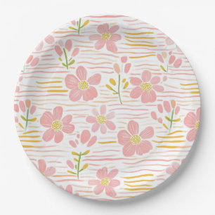 Pastell-Retro-Blumen (6) Pappteller