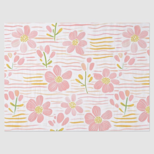 Pastell-Retro-Blumen (6) Seidenpapier (Vorderseite)