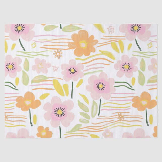 Pastell-Retro-Blumen (7) Seidenpapier (Vorderseite)