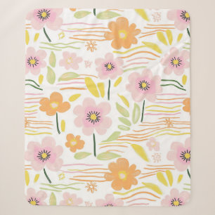 Pastell-Retro-Blumen (7) Sherpadecke