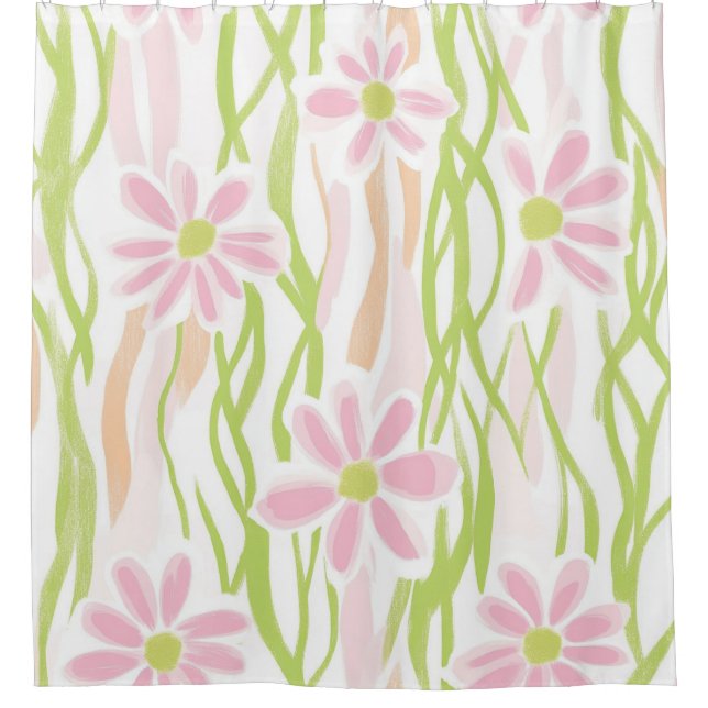 Pastell-Retro-Blumen (8) Duschvorhang (Vorderseite)