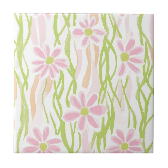 Pastell Retro Blumen (8) Fliese (Vorderseite)