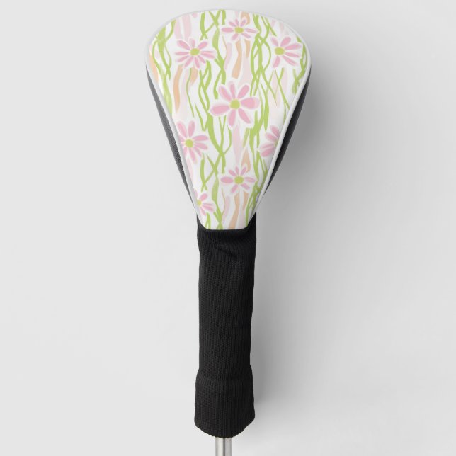 Pastell-Retro-Blumen (8) Golf Headcover (Vorderseite)