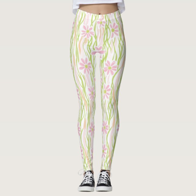 Pastell-Retro-Blumen (8) Leggings (Vorderseite)
