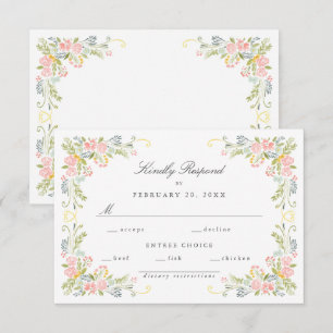 Pastell-Rokokogarten - Prächtige florale Hochzeit RSVP Karte