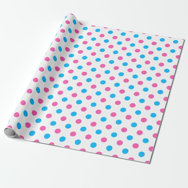 Pastell Rosa Blau Punkte Muster Geschenkpapier (Ungerollt)
