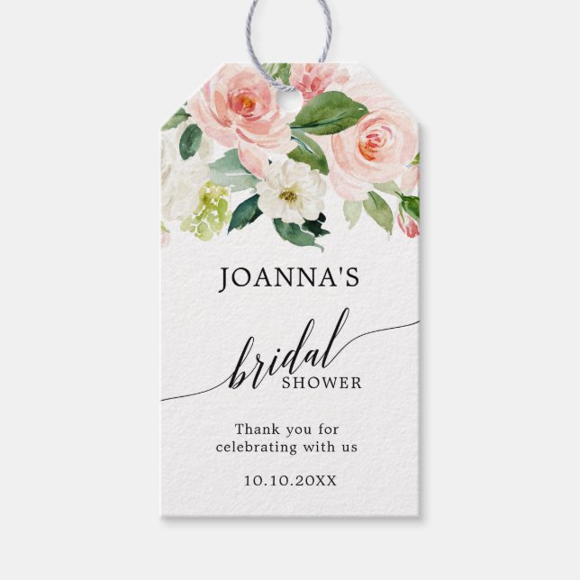 Pastell Rosa Botanisches Brautparty Geschenkanhänger (Vorderseite)