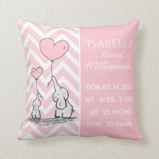 Pastell Rosa Elefant Personalisierte Baby Mädchen Kissen
