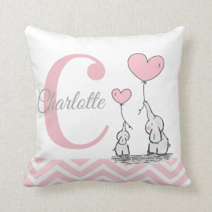 Pastell Rosa Elefant Personalisiertes Baby Mädchen Kissen