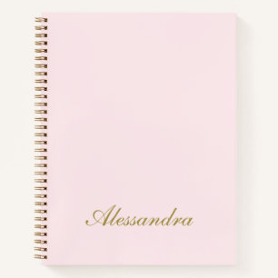 Pastell Rosa Gold Schrift Individueller Name Minim Notizbuch