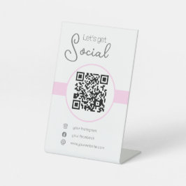 Pastell rosa QR-Code feminin scannen mich soziale  Sockelschild