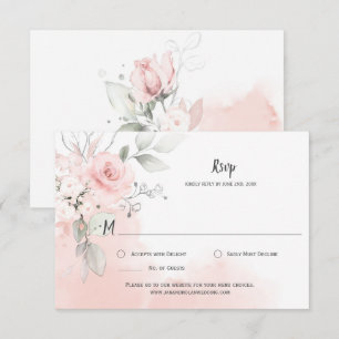 Pastell Rosa Rosen Blass Rosa Wasserfarben-Wäsche RSVP Karte