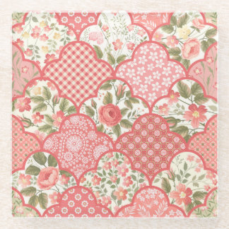 Pastell-Rose Muster für Blumenmuster Glasuntersetzer